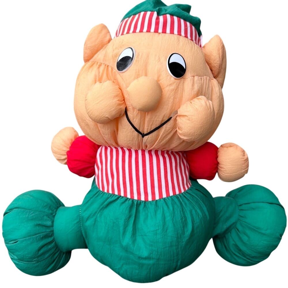 Vtg Elf Nylon Parachute Marshmallow plush ABC distributing stuffed christmas toy